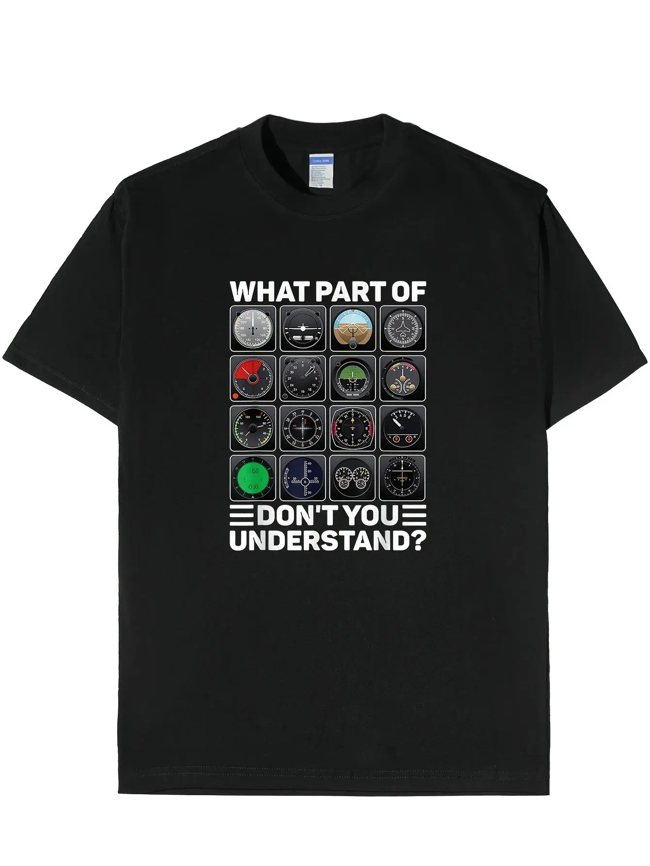 Men's Aviation Pilot Instrument Panel T-Shirt - He unisex soft cotton short sleeve t shirt, vintage graphic casual tee for men women teens, perfect birthday holiday gift for camping travel gym daily street  wear