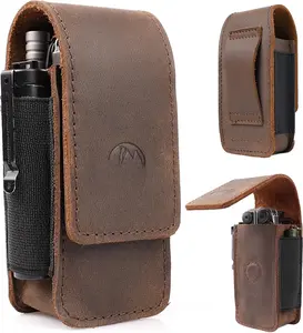 Leather Multitool Sheath for Belt - Multitool Holster for Belt - Multitool Pouch Fits Folding Tool -  Closure EDC Belt Organizer - EDC Belt Pouch - Multitool Holder, DarkBrown