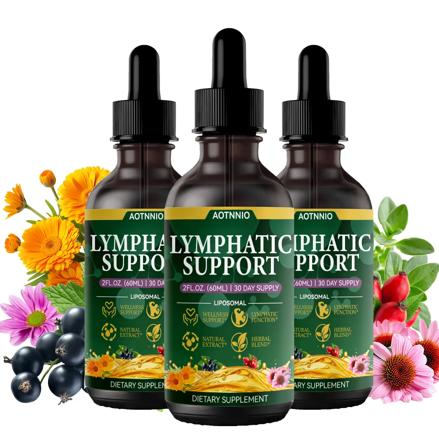 Organic Lymphatic Drainage Liposomal Drops Supplement for Women & Men, Herbal Formula with Echinacea, Elderberry, Dandelion, Burdock & Blue Vervain, Supports Lymph Drainage, Immune Health & Full Body Detox, 2 fl oz, DealsForYouDays Supplement