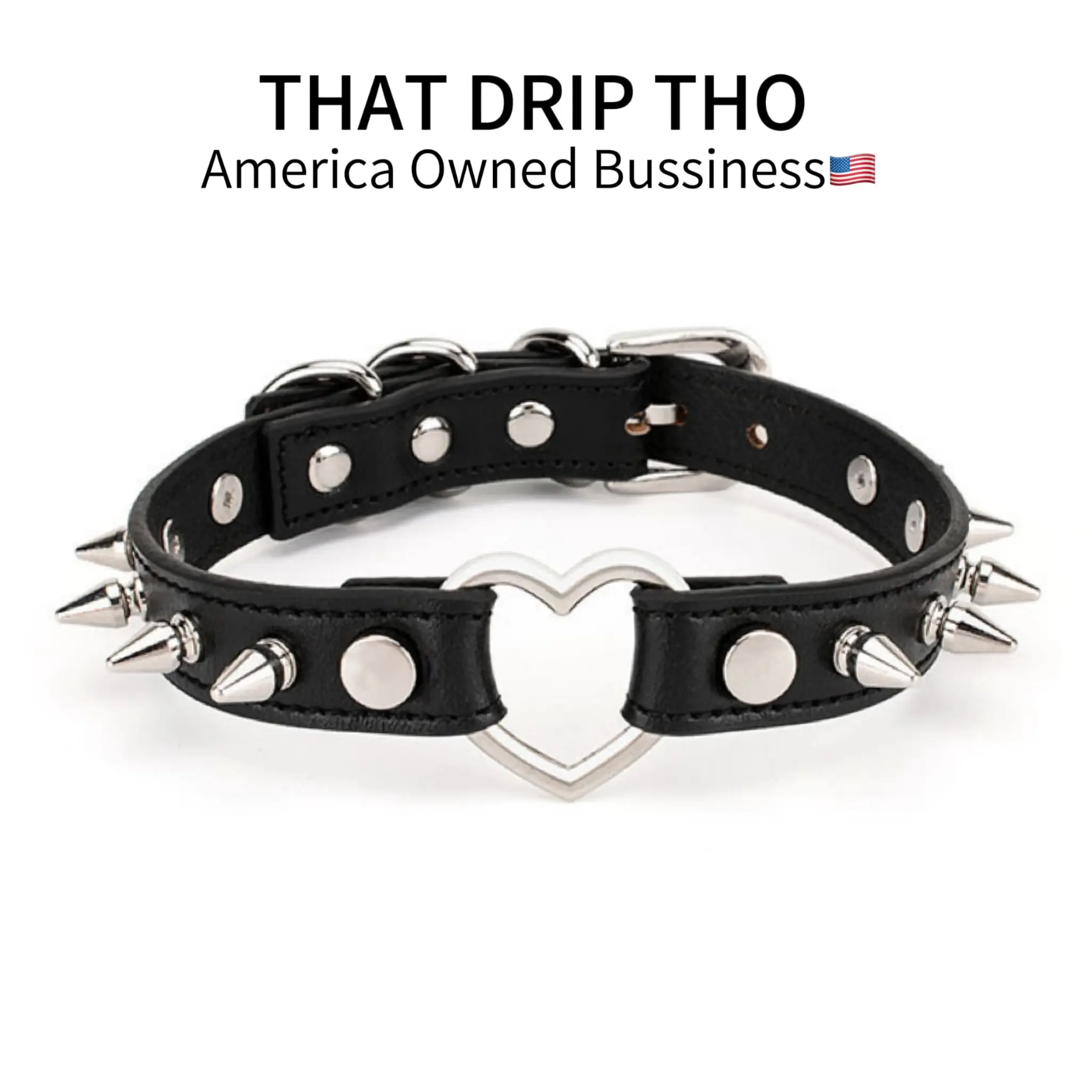 Spike Heart Choker for Women, Studded Rivet Necklace, Punk Gothic Collar, Adjustable Leather Necklace for Daily Wear, Night Club Fashion, Party Wear Choker, Stylish and Edgy Choker, Gothic Fashion Accessory, Alternative Style Choker, Punk Rock Jewelry