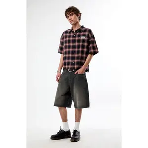 FORD Men's Dirty Black Wash Baggy Jean Shorts