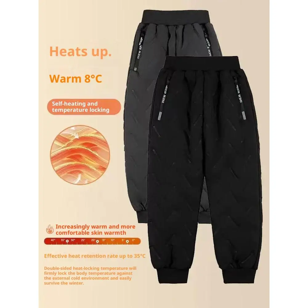 Girls' 2-Pack Full-Length Winter Sports Pants - Dark Gray & Pink, Thick-Lined Polyester with Alphabet Design, Windproof, Elastic Waistband, Zipper Pockets, for Skiing & Leisure