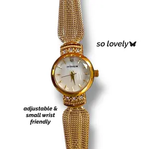 So Lovely "Paradise" Vintage Watch - Adjustable Stainless Steel Band with Fold-Over Clasp Fits 5.5 to 9 Inches Wrist