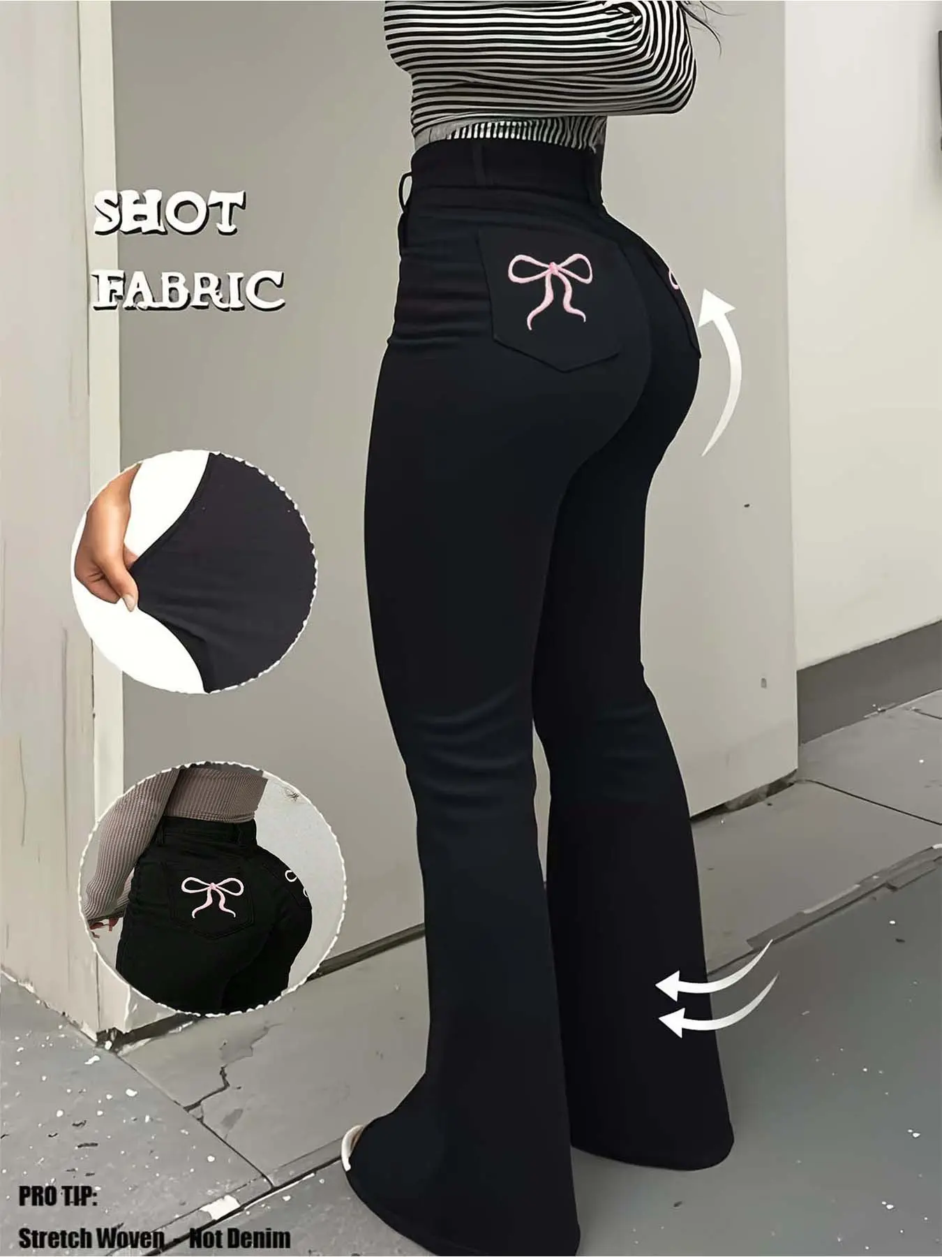 High Waist High Stretch Flare Jeans, Pants, Luxury Denim Jeans, Women's Fashion Casual Wear, Comfortable and Stylish, Perfect for Daily Use
