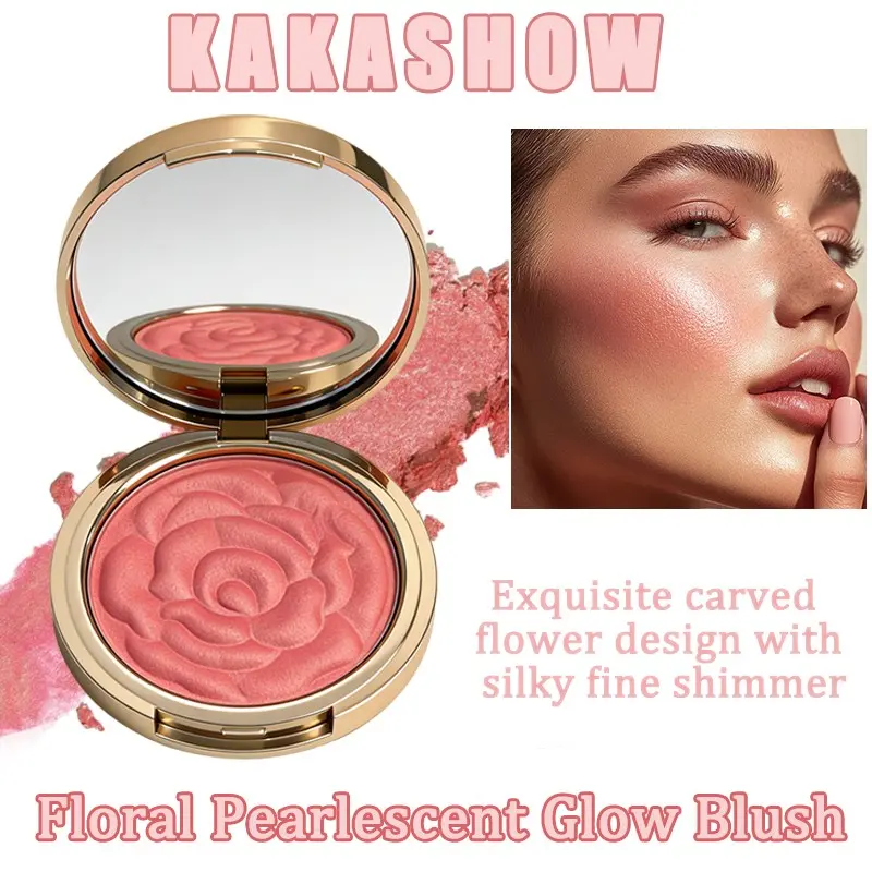 Rose Embossed Highlighter Blush Glow Cosmetic Makeup, Cosmetics Products: Fine pearlescent shimmer brightens skin tone, naturally sculpts the complexion, and provides natural color payoff. A perfect Mother's Day or Valentine's Day gift
