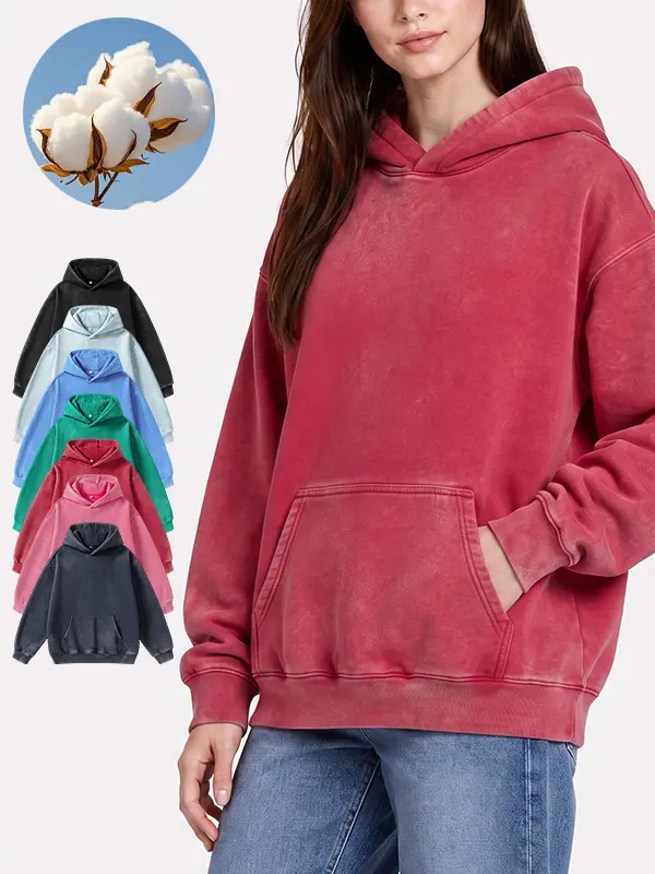 Vintage Acid Wash Oversized Hoodie Women Y2K Aesthetic Fleece Lined Sweatshirt Streetwear