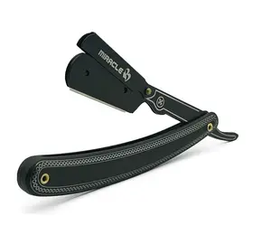 MIRACLE Professional Barber Straight Edge Razors, Fine Wooden Handle Mens Straight Razor Come with Half Edge Steel Blades. Get Smooth & Close Shave.