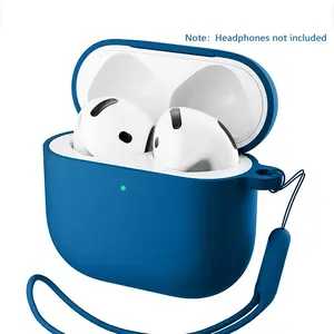 AirPods 4th Generation Silicone Protective Shockproof Case with strap, Durable Soft Shell for Wireless Earbuds, Scratch and Dirt Resistant, Keeps Earbuds Clean