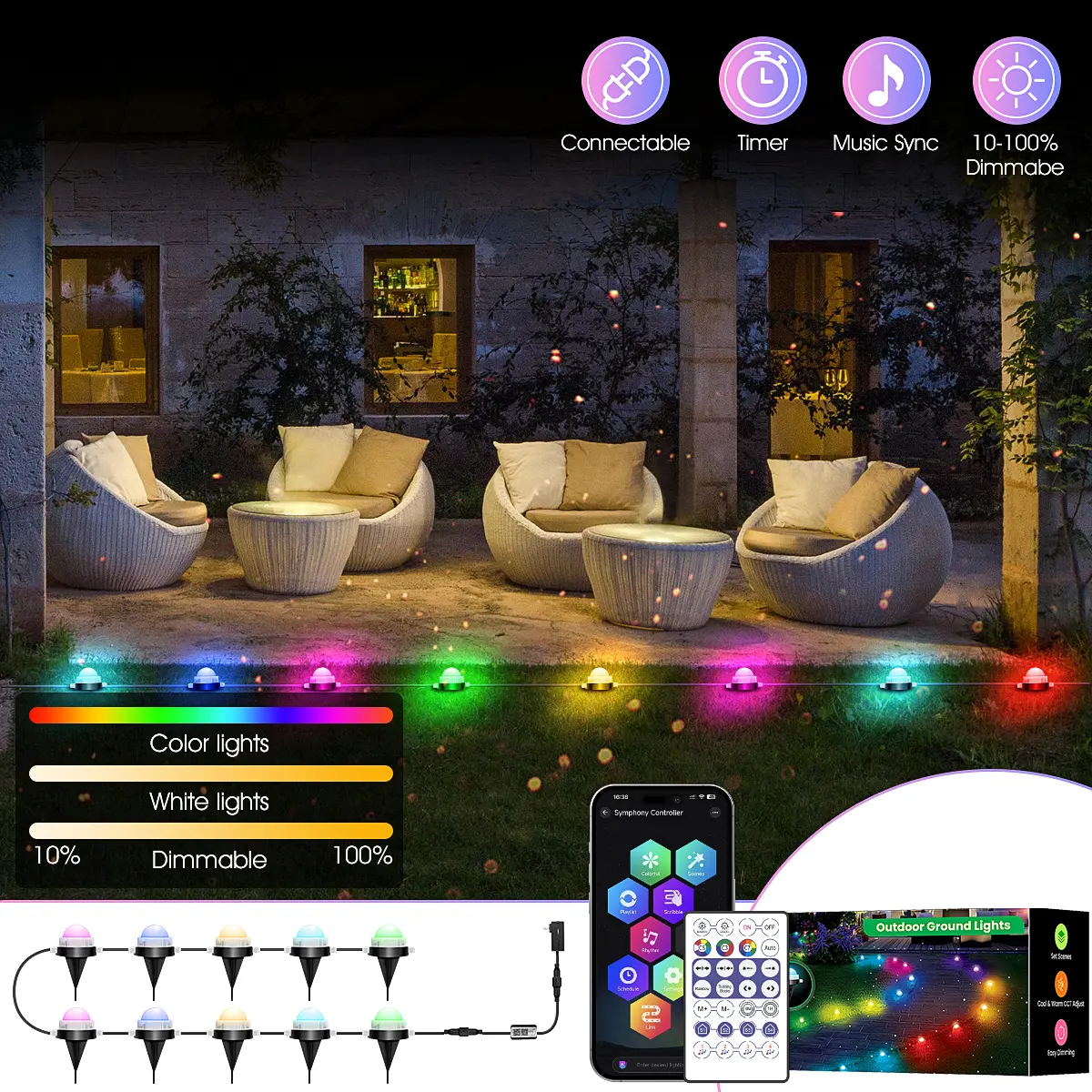Smart RGBIC Pathway Lights Outdoor, App & Remote Controlled Landscape Lights with Music Sync, Alexa Voice Control, 63 Color Modes & Timer, IP67 Waterproof Garden Lights for Lawn, Yard, Walkway, Patio & Outdoor Decor