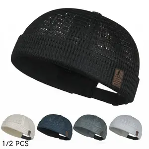 Breathable Mesh Brimless Skull Cap, Moisture Wicking Outdoor Sports Beanie for Men, 1/2 Pack, Comfortable and Lightweight Design