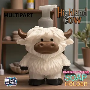 Highland Cow Soap Holder Highland Soap Dispensers Highlandcow Soapholder, Hand Sanitizer Bottle Base, Cute Animal-Shaped Press-Type Soap Dispenser Tray, Suitable for Kitchen, Laundry Room, And Bathroom Countertops.