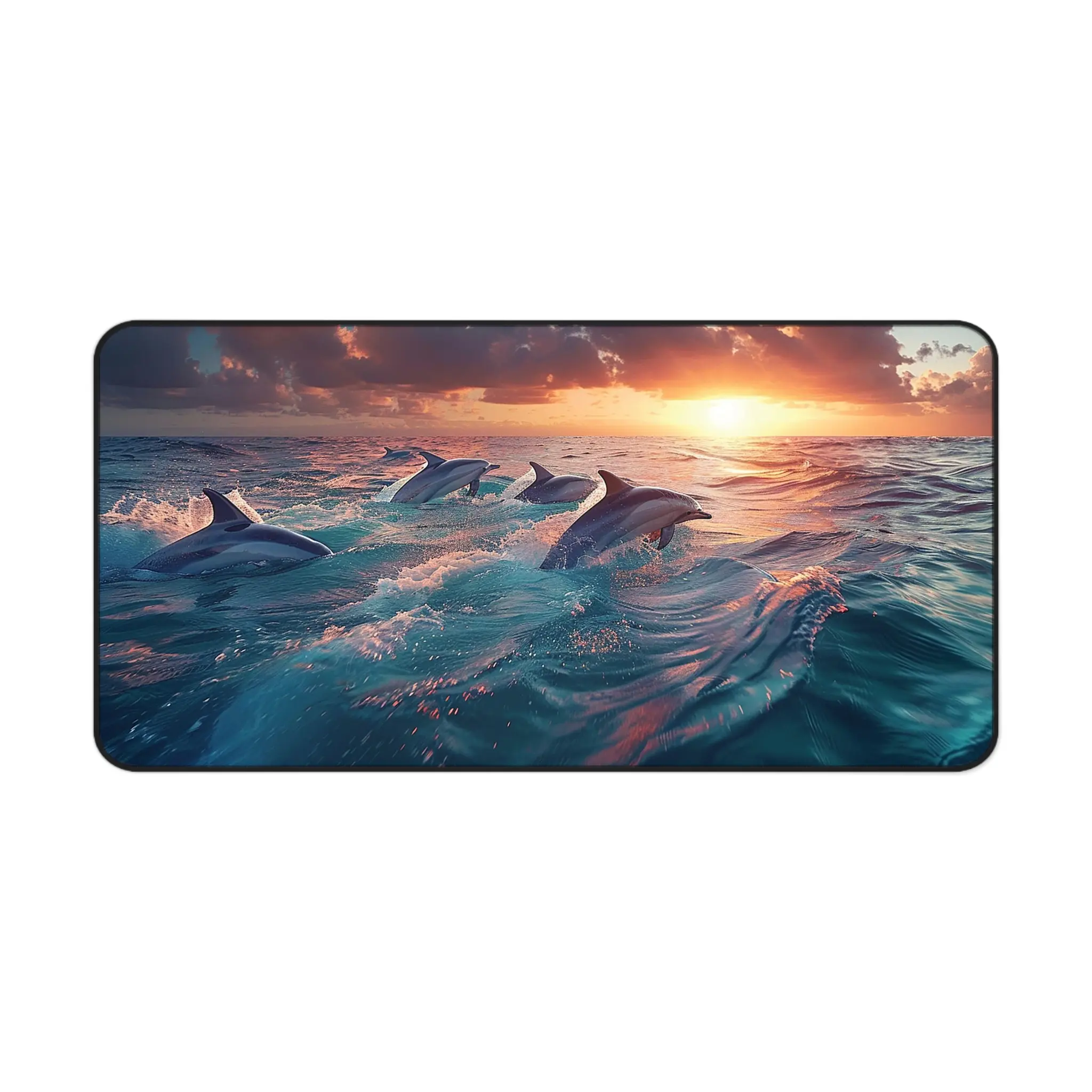 Turquoise Dolphin Desk Mat – Scenic Ocean Mouse Pad, Nature-Inspired Workspace Decor