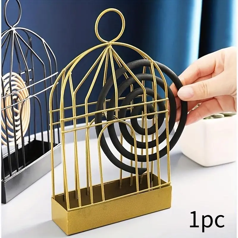 Birdcage mosquito coil holder, Nordic-style creative mosquito coil tray, indoor hanging incense burner tray, sandalwood ash collector.