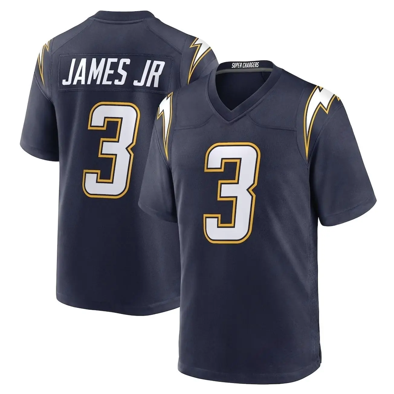 Unisex Football inspired by James Jr. 3 Los Angeles Alternate Super Chargers Game Jersey - Navy