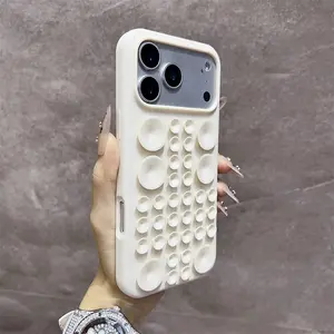 Shockproof Circular Suction Cup Silicone Phone Case for iPhone 17 Pro Max 16Pro 15 14 Air Adsorption Strong Multi Function Cover