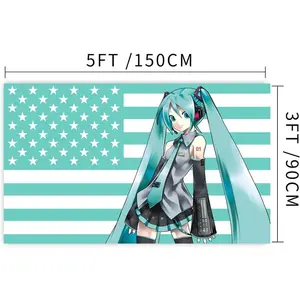 Anime Hatsune Miku Flag 3x5 Feet Funny Banner Tapestry Flag Suitable for WallDecoration College Dormitory IndoorOutdoor Partyin Durable Room Decoration summerwins,summerwins