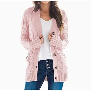 2025 new-selling women's mid-length sweater new cardigan jacket autumn winter long sleeve outfit teacher