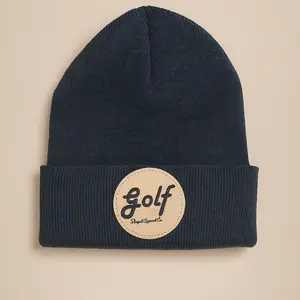 Black Striped Apparel Co leather patch stocking cap/ beanie!  available in Black, Gray, and Navy!