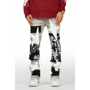 Vadim Grey Patchwork Stacked Flare Jean