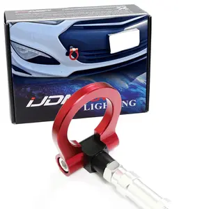 iJDMTOY Red Track Racing Style Tow Hook Ring For 2010-2016 Hyundai Genesis Coupe 2-Door, Made of Lightweight Aluminum