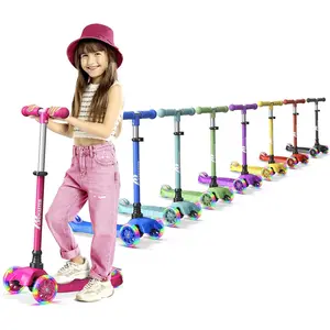 Kids Scooter – Children and Toddler 3 Wheel Kick Scooter – LED Wheel Lights Illuminate When Rolling– Adjustable Handlebar – Indoor and Outdoor