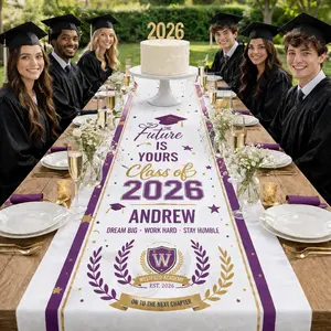 Personalized Graduation Class of 2026 Table Runner, Custom Name Graduation Party Decor, Senior Celebration Tablecloth, High School College Kindergarten Pre-K Graduation Table Decoration