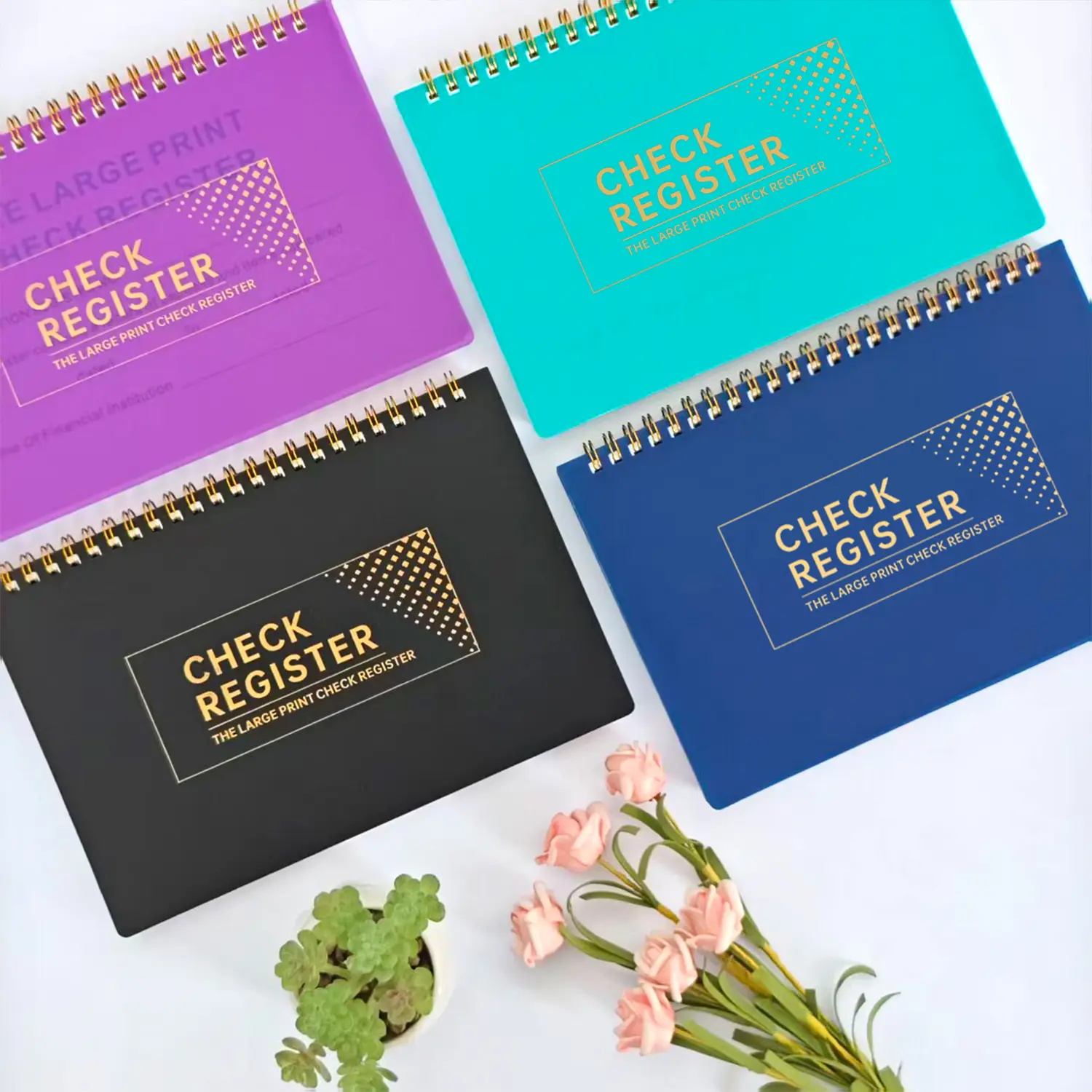 Check personal checkbook, small business transaction journal, and reconciliation record book to track payments, deposits, and finances; dimensions are 8.4 × 6 inches.A5 checkbook