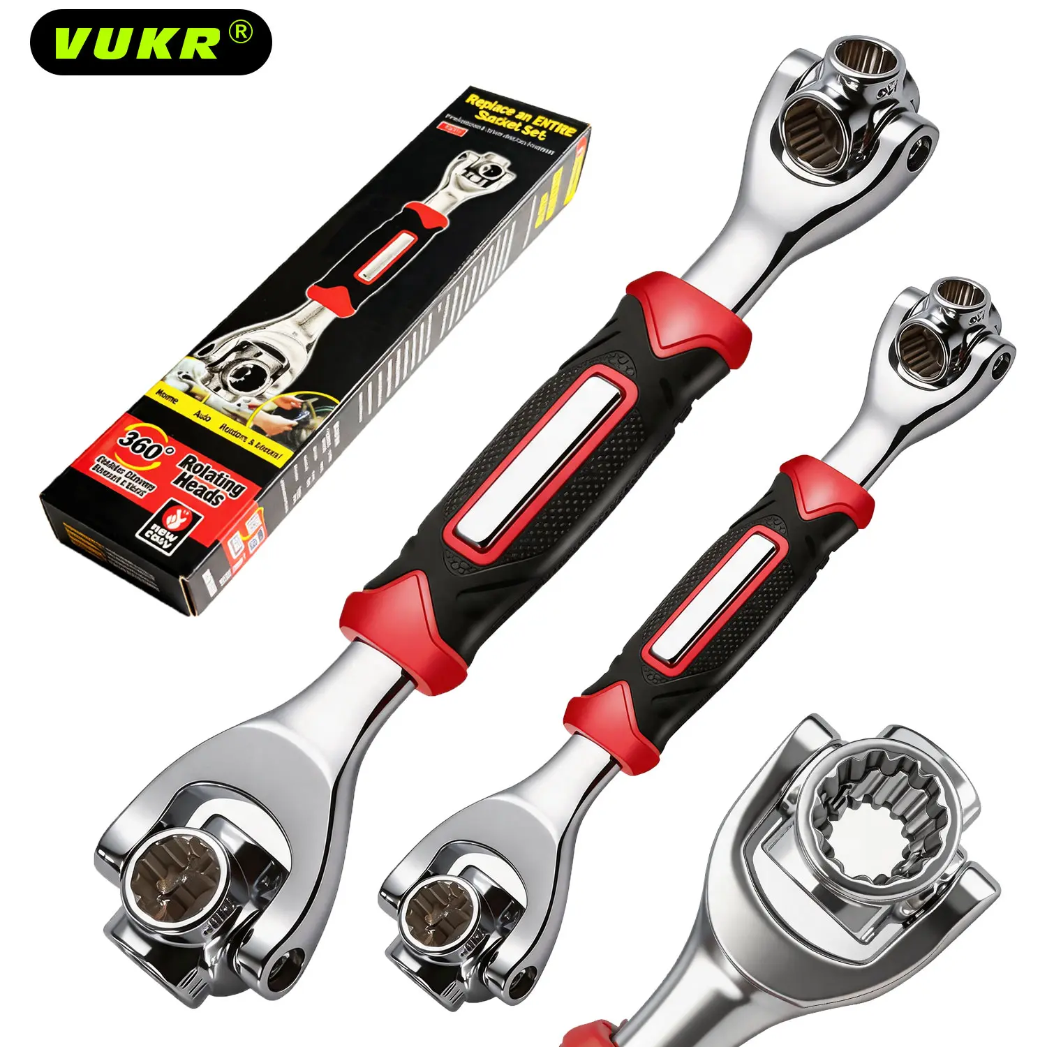 VUKR 52-in-1 Universal Drive Socket Wrench - Multifunctional Socket Combination Tool with 360-Degree Rotating Head for Home, Automotive Repair, Drive Socket Wrenches sohochic