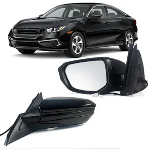 Left Driver Side Door Mirror For 2016-2021 HONDA CIVIC LX SE Sport with Power Mirror Manual Folding Non-Heat Match to Black Replace 76258-TBA-A02ZA HO1320283(3 Pins)