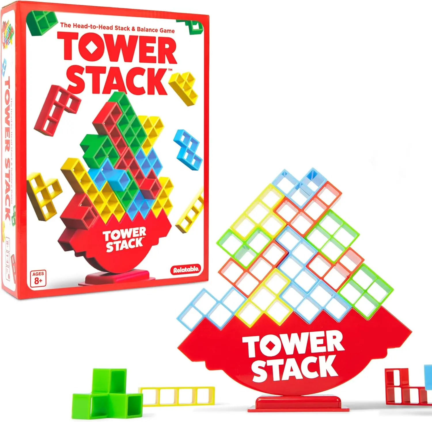 Exciting Tower Game for Kids & Adults Family Game Nigh,Includes 44 Cards, 32 /48Blocks, 1 Tower Body, 1 Tower Stand, And Instructions