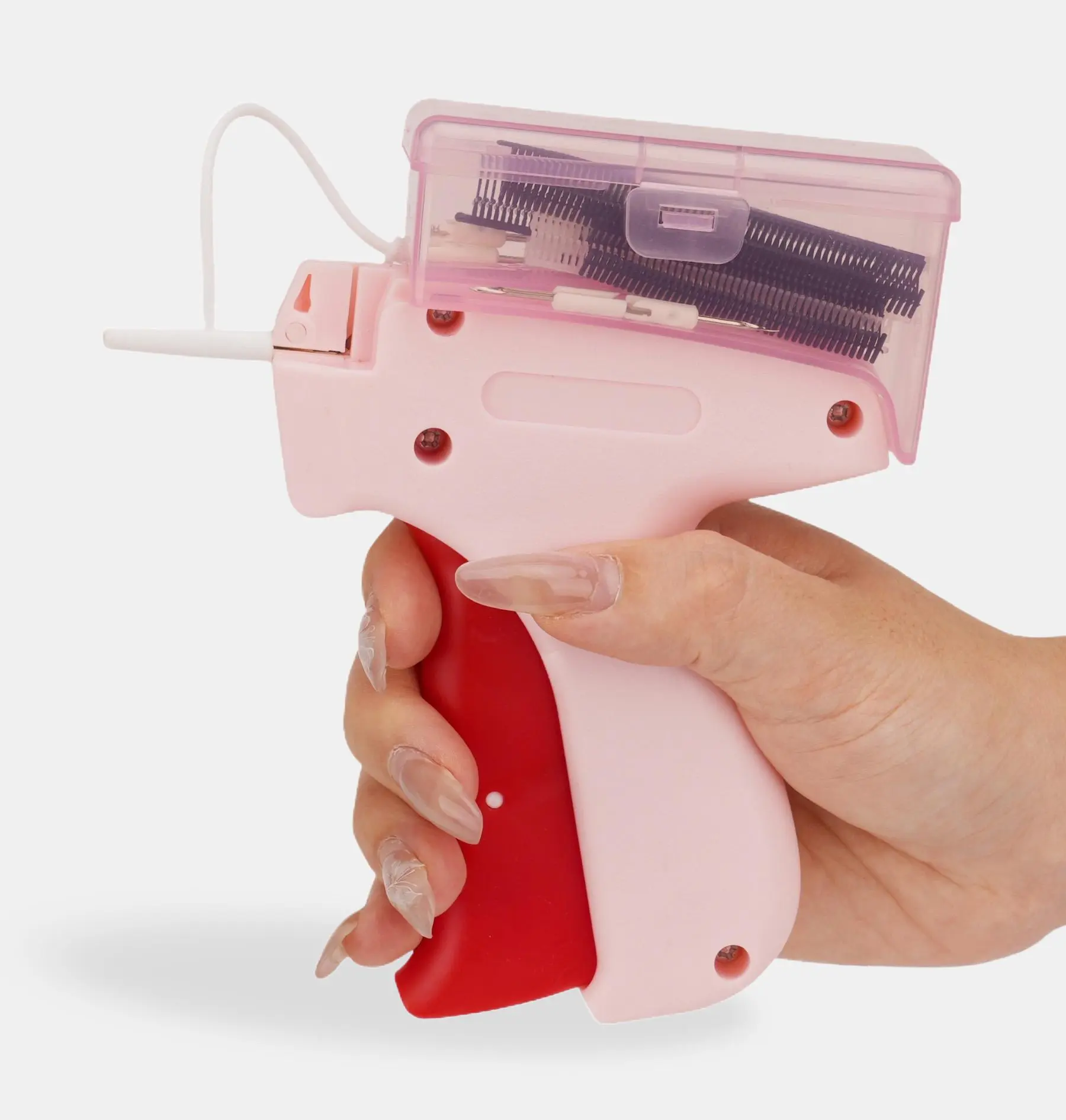 Upgraded Stitches-1 Pink Micro Gun Kit with 600 Black & White Fastener,Quick Clothing Fixer,Mini Quick Repair Garment Sewing Machine,Micro Tagging Gun,HOOKS.