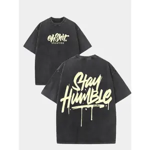 , 230G double-sided washed, keep humble and bold printed t-shirt, high-quality wax printed cotton retro fashion brand t-shirt, suitable for summer t-shirt with a certain thickness, holiday gift, , Everyday Fashion, Summer Wear, Trendy Tshir
