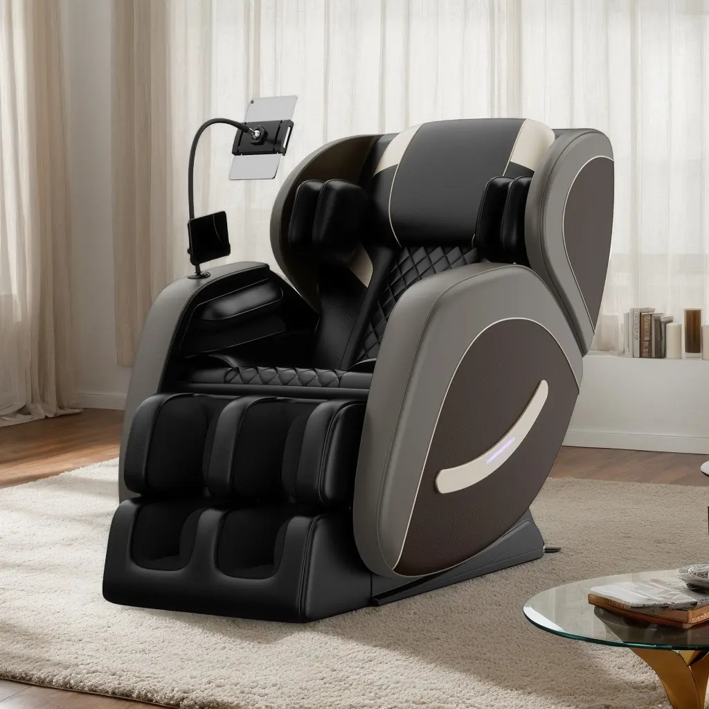 0 Gravity Heated PU Leather Massage Recliner with Bluetooth, Rolling Base, Footrest Footstool - Adjustable Full Body Air Massage Indoor Living Room Relaxation Furniture, Gift, Friend