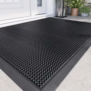 LUMI Front Door Mats Outside Entrance, Heavy Duty Non-Slip Rubber Entry Mat, Dirt Trapping Waterproof Low-Profile Welcome Doormat for Entryway, 24x36, Black