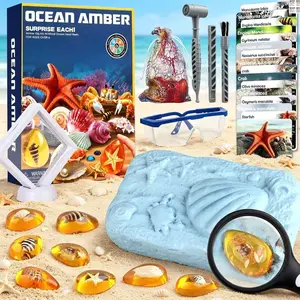 Ocean Dig Kit - 8 Specimens Excavation Kit, Gemstone for Kids, Fossil Ocean Toys Dig Kits for Amber Collection, Sea Life, Fish Ocean Toys for Boys Girls 6 and up Year Old Birthday Gifts, easter gifts for kids
