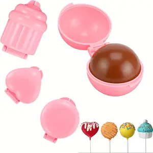 4-Piece Cake Pop Molds Set, Reusable Mold, Ball Heart Round Cupcake Molds with Squeeze Tool, Mini Cakes for Home Baking Birthday Wedding Desserts
