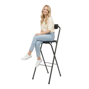 2-Pack Folding X-Frame Barstools, Heavy-Duty Counter Chairs with 125kg (275 lbs) Capacity, PU Cushioned Seat & Backrest, Electrostatic Coated Carbon Steel Frame, Space-Saving, No Assembly Required for Home Bar, Kitchen, Barstool