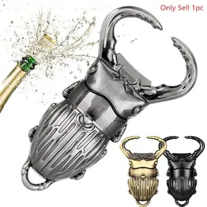 Creative Beetle Shaped Metal Stainless Steel Bottle Opener, Portable Beer Soda Opener for Kitchen Party Bar Utensils, Kitchenware, Outdoor Travel Use, Unique Design Gift Idea
