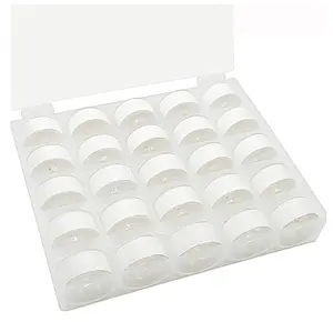 25pcs White 60S/2 (90WT) Prewound Bobbin Thread Plastic Size A SA156 for Embroidery and Sewing Machines DIY Embroidery Thread Sewing Thread Cottonized Soft Feel Polyester Thread