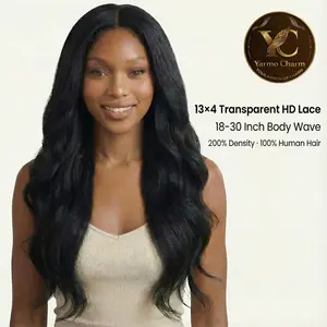 Yarmo Charm 13x4 Lace Front Human Hair Wigs 200 Density Body Wave Nature Color 18-32 Inches Full Voluminous for Natural Look 100% Human Hair 360° Display