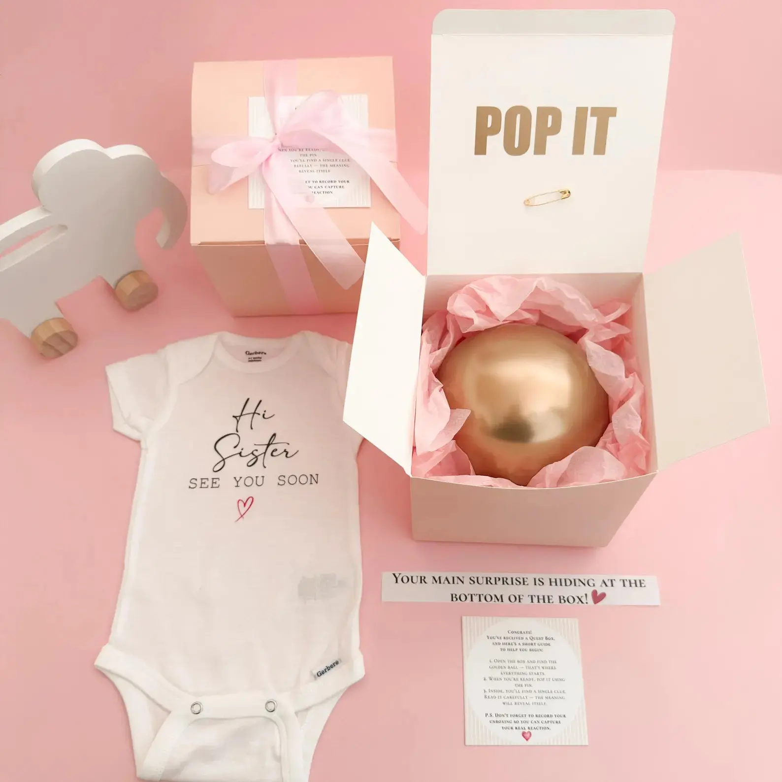 Pregnancy Announcement Box for Big Sister / Big Brother | Pop Balloon Surprise Gift | Personalized Baby Reveal Gifts In Box Gift Boxed