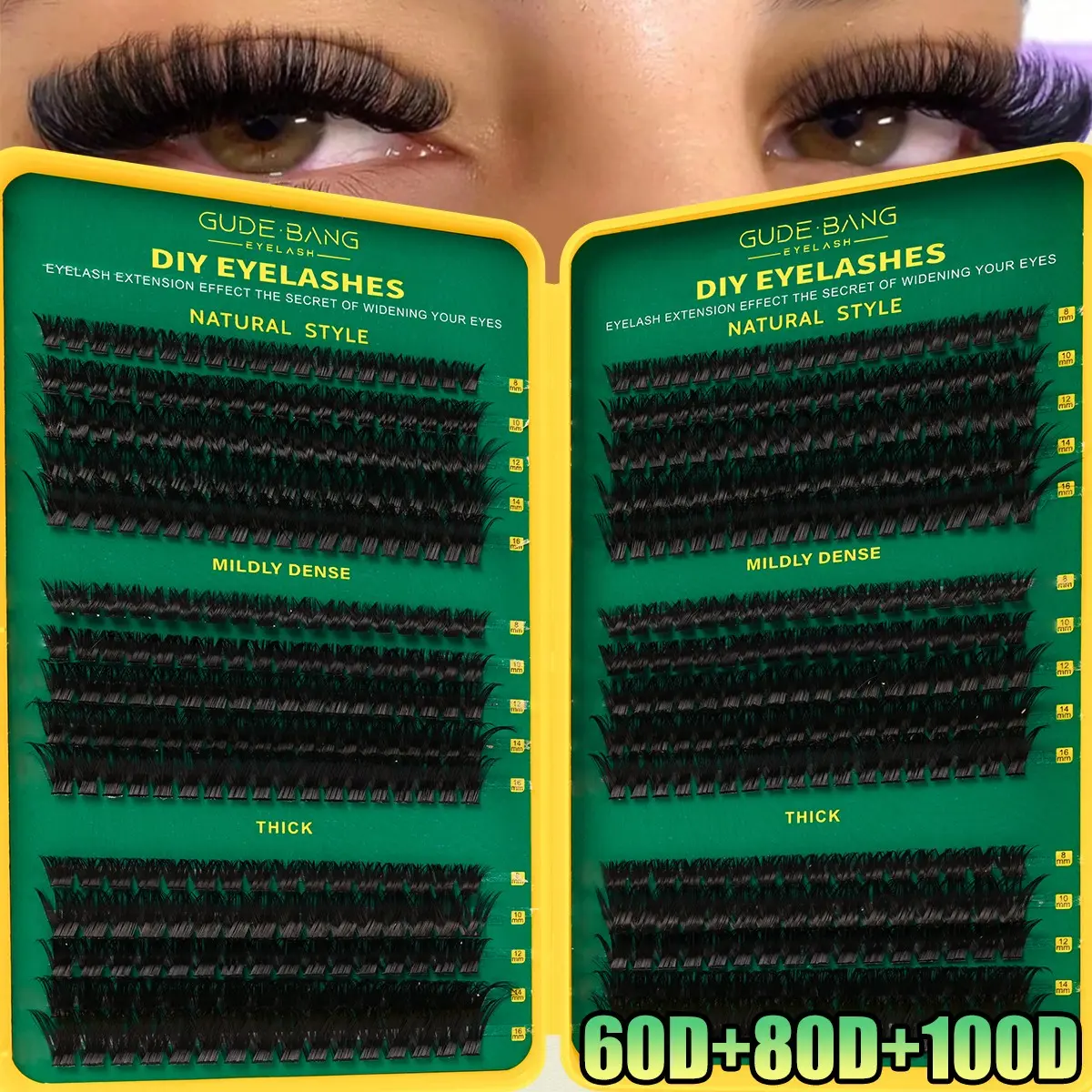 60D/80D/100D Large Capacity Volume False Lashes, DIY Volume Eyelashes, DIY Dramatic Lashes, Fluffy D Curl Mixed Length, Non-Toxic, Dense Makeup Lashes, Perfect Gift for Beauty Enthusiasts