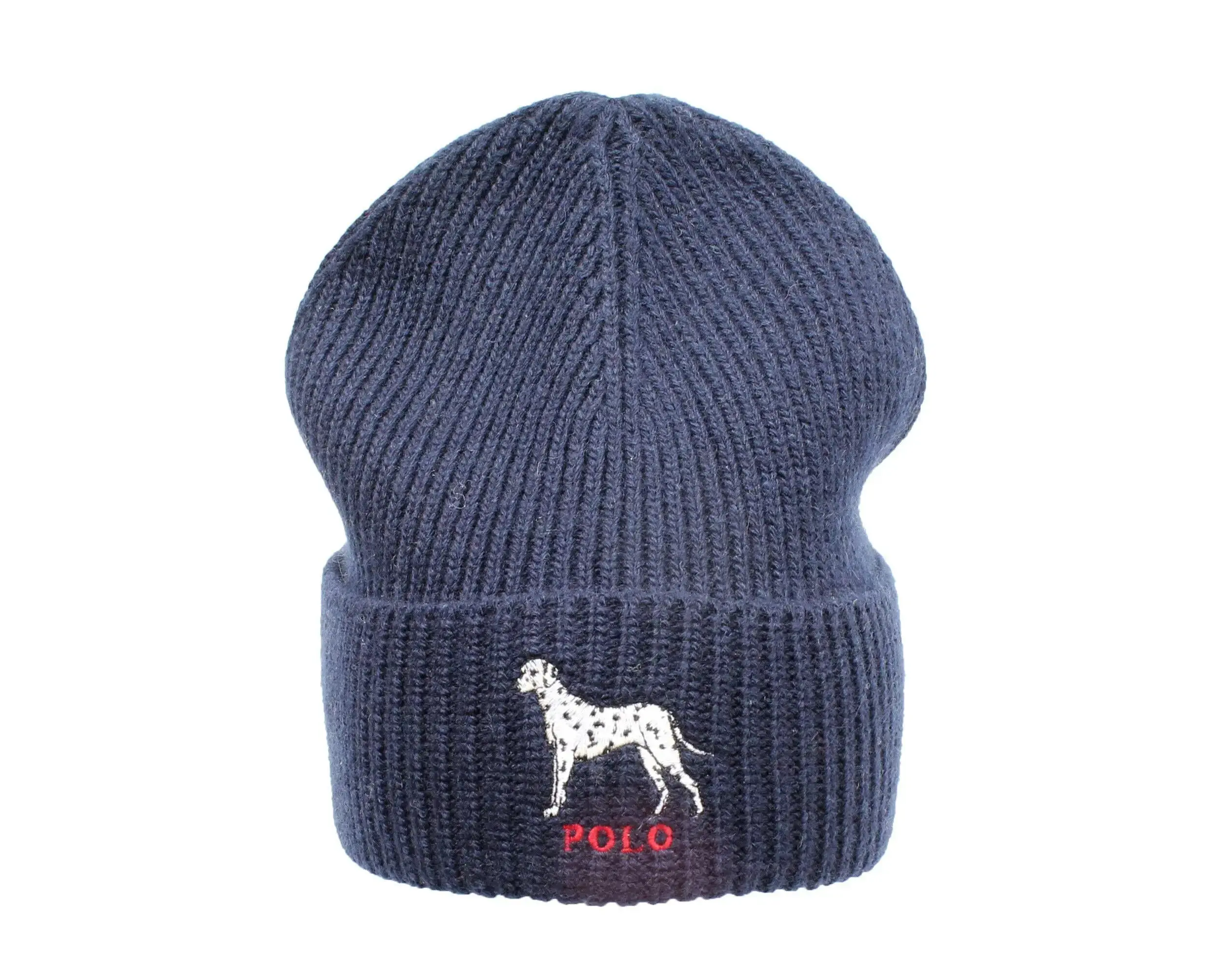 Polo Ralph Lauren Dalmatian Dog Knit Cuffed Beanie Hat in Navy | Cap