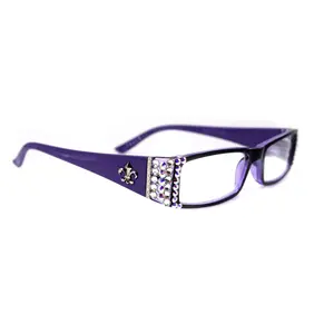 The French, (Bling) (Fleur De Lis) Women Reading Glasses W Genuine European  Crystals +1 .. +3 (Purple) Frame, NY Fifth Avenue