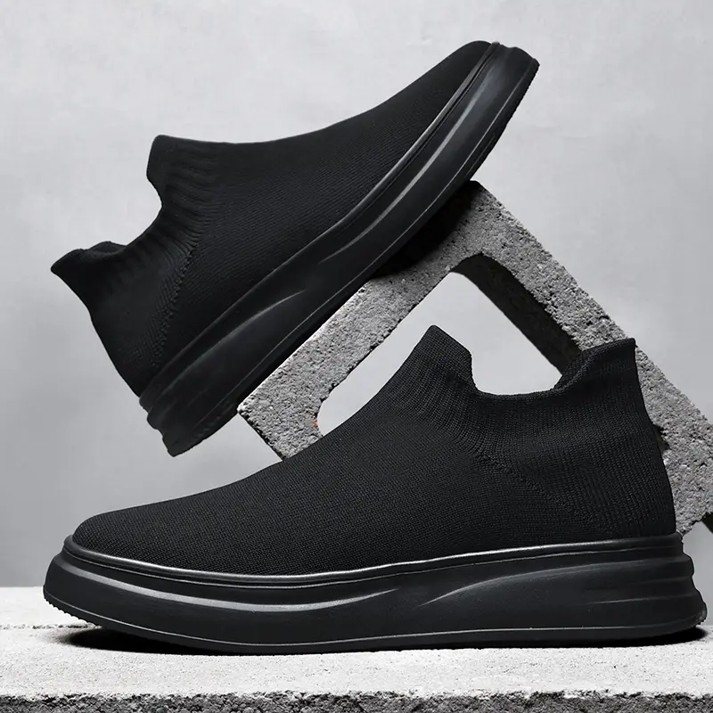 Men's Breathable Knit Slip-On Walking Shoes - Cushioned EVA Sole, Memory Foam Insole, Lightweight Casual Sock Sneakers for Work, Gym, Daily Wear