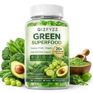 Super Green Vegetable Multivitamin Gummies – Daily Superfood Supplement with Spirulina, Chlorella, Vitamins, Prebiotic Fiber & Adaptogens for Gut Health, Immunity, Energy & Focus – 60 Gummies
