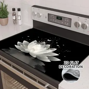 2D flat lotus butterfly pattern, a pie replay stove decoration cover - induction and induction stove protection rubber pad, oven pad, stove sink absorbent pad, drain pad, insulation pad, Griddle Cover Mat, Kitchen Accessories