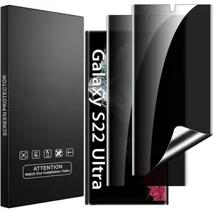 2 Pack  Screen Protector for  Galaxy S22 Ultra 6.8 inch, Anti-Spy TPU Flexible Screen Protector [Support Fingerprint ID], True 28?, High Sensitivity, Case Friendly