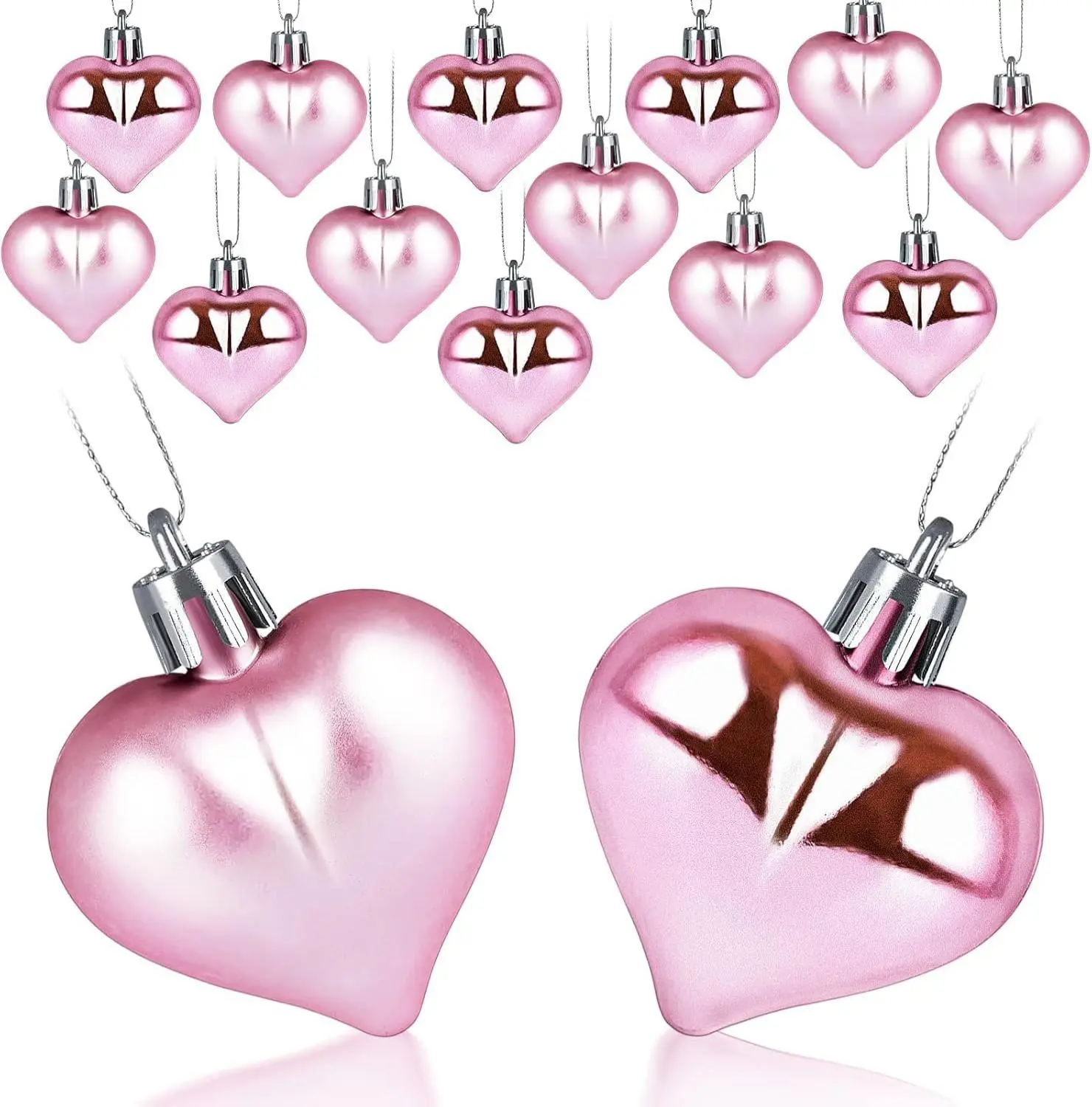 15 PCS Lightweight Plastic Modern Romantic Heart-Shaped Wall Hanging Ornaments - 1.77 in Diameter Solid Color Room Decoration Ornaments for Valentine's Day, Holiday, Valentines Day