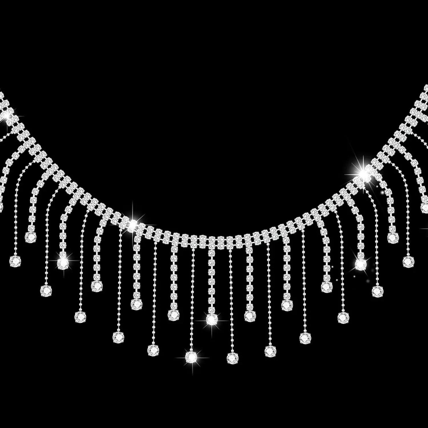 2 Yards Rhinestone Fringe Trim  Rhinestone Ribbon Tassel   Chain for Sewing Craft Clothing Wedding Dress Female  Personalized DIY Decor Length()